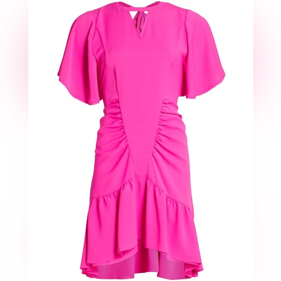 Le Superbe Hot Pink Waikiki Ruched Mini Dress NWT SIZE 6 - Picture 2 of 4